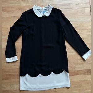 CeCe Classic Black Long Sleeve Dress with White Accents.  Size 10.